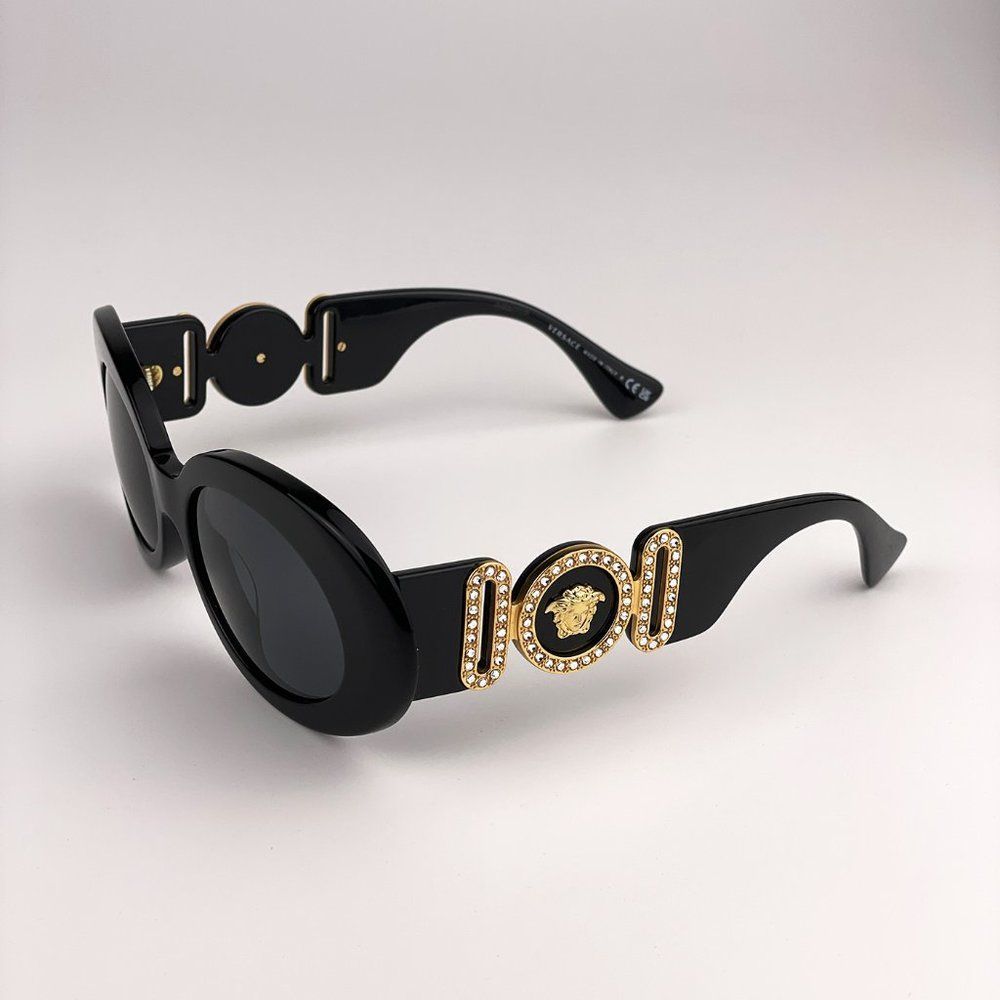 Versace VE4426BU GB1/87 Sunglasses MAXI MEDUSA BIGGIE Black Gray Oval Women - Picture 7 of 12